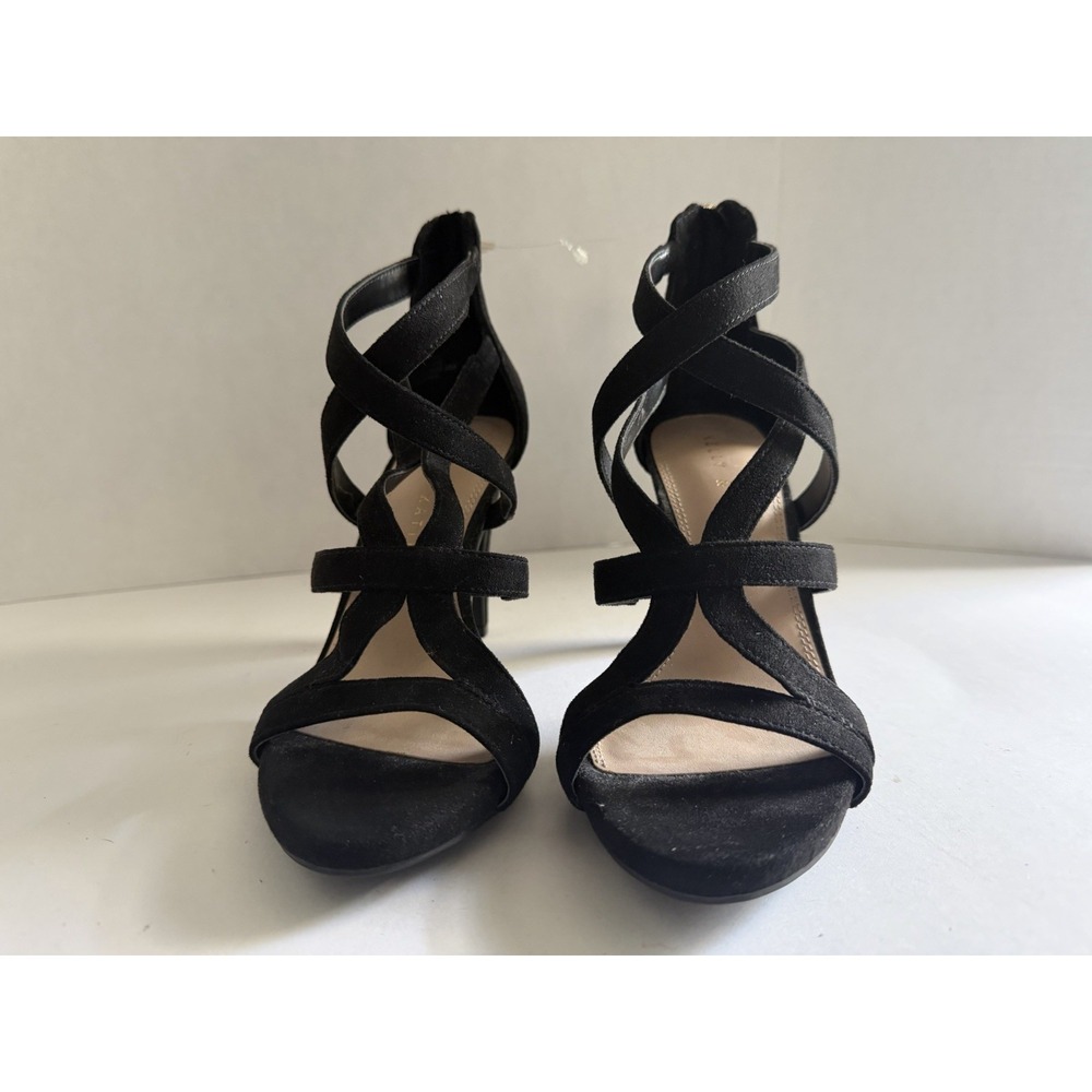 Kelly & Katie Womens Black Strappy Cage Heeled Sandals Size 6m Rear Zip Evening